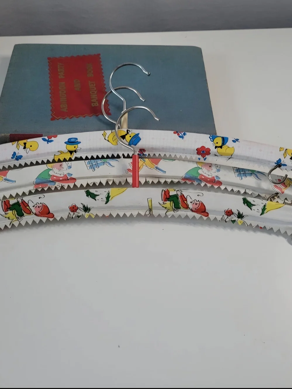 Children's Printed Padded Hangers - White with Multicolor Cartoon Print